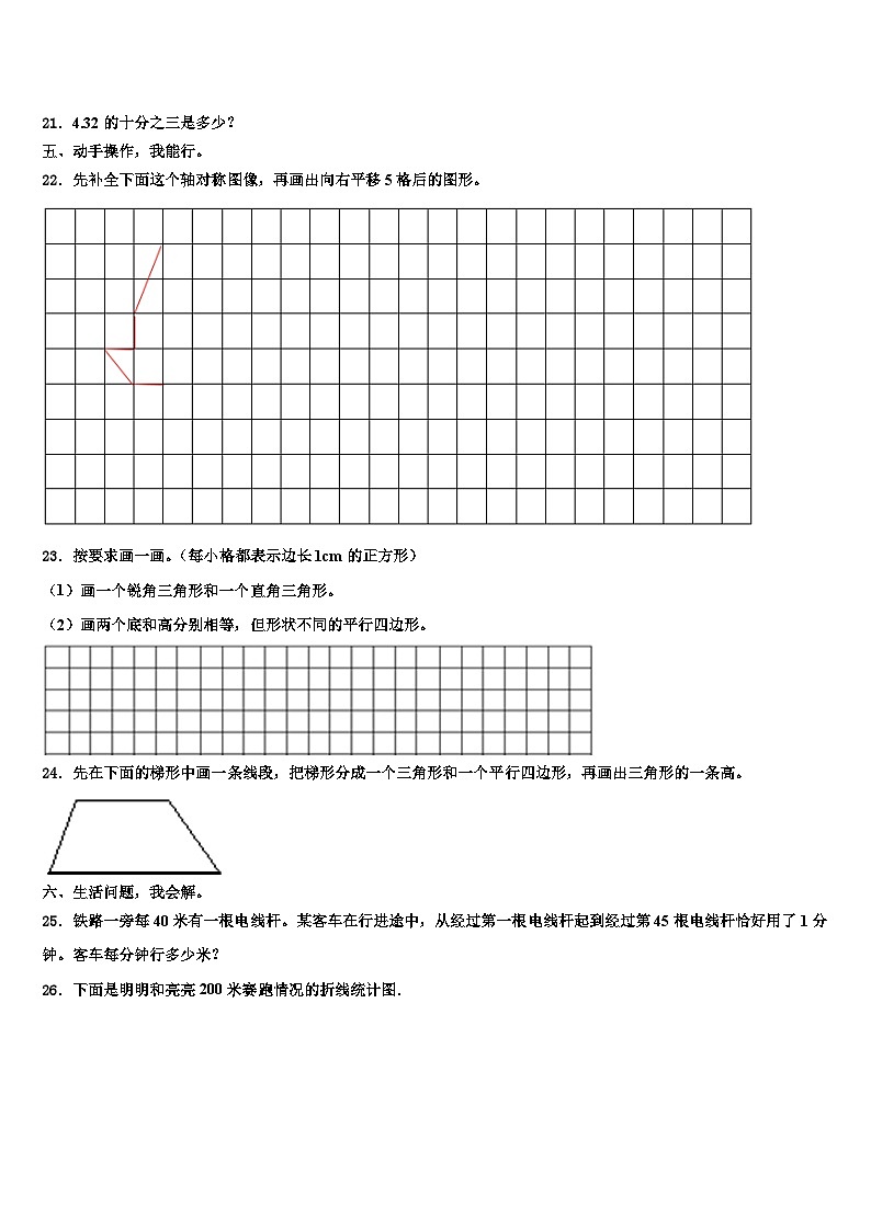 2023届青海省海北藏族自治州祁连县数学四下期末学业水平测试试题含解析03