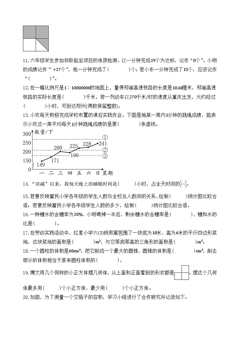 小学毕业模拟卷-人教版六年级下册数学（含答案）03