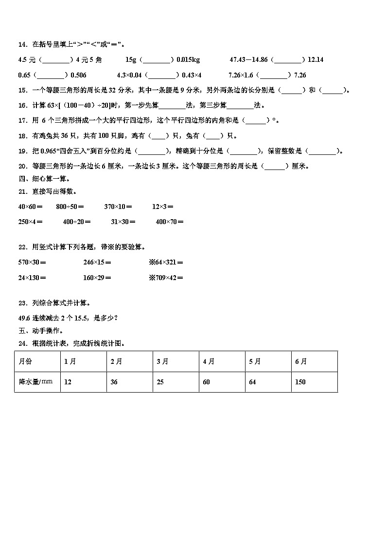 2023年宁德市福鼎市四年级数学第二学期期末质量检测试题含解析第2页