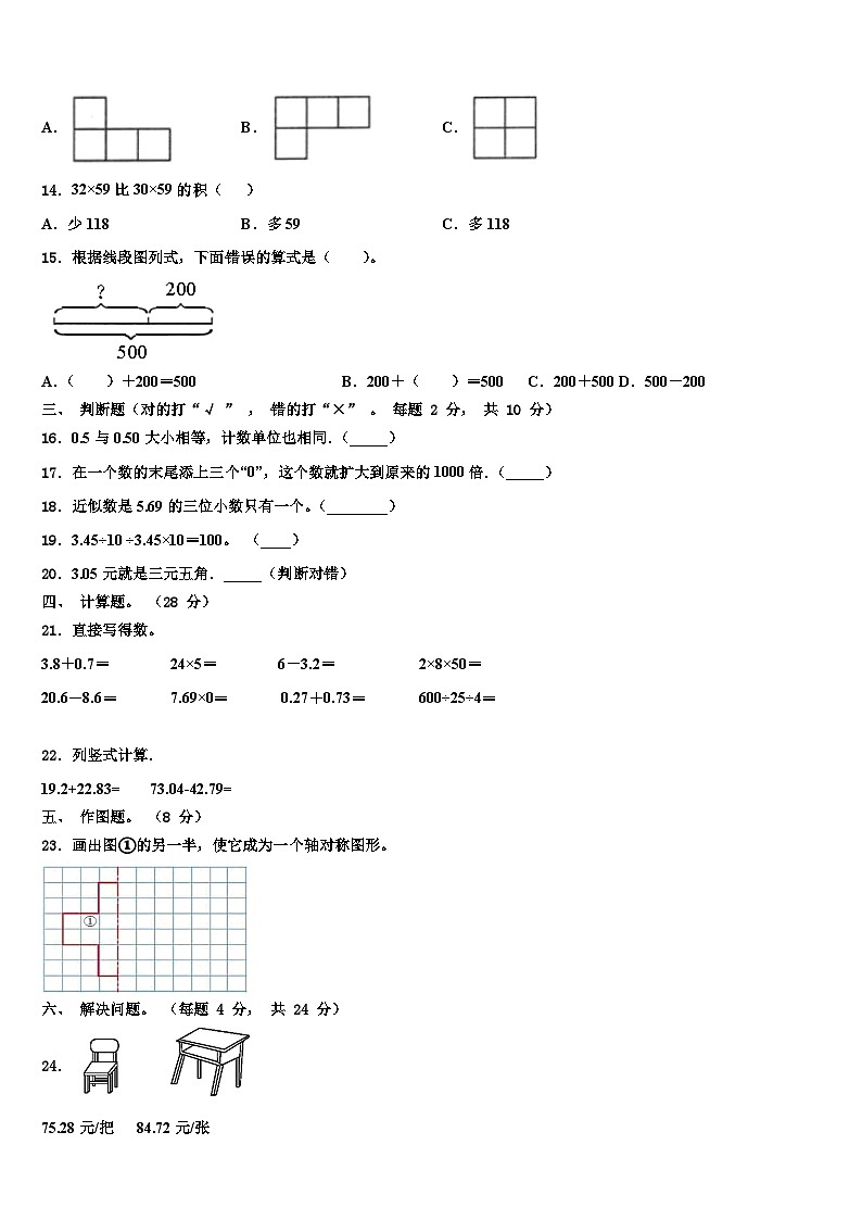 2023年四川省德阳市绵竹市四年级数学第二学期期末达标测试试题含解析第2页