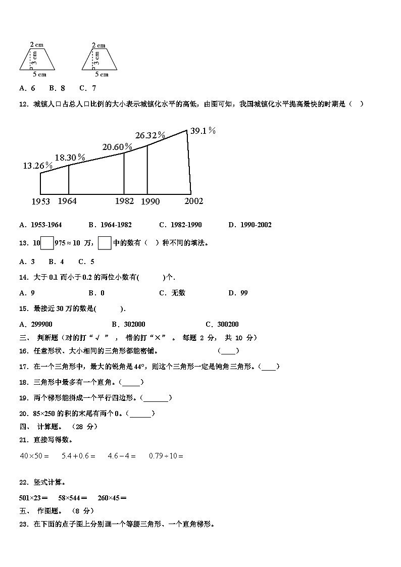 2023年四川省甘孜藏族自治州数学四年级第二学期期末考试试题含解析02