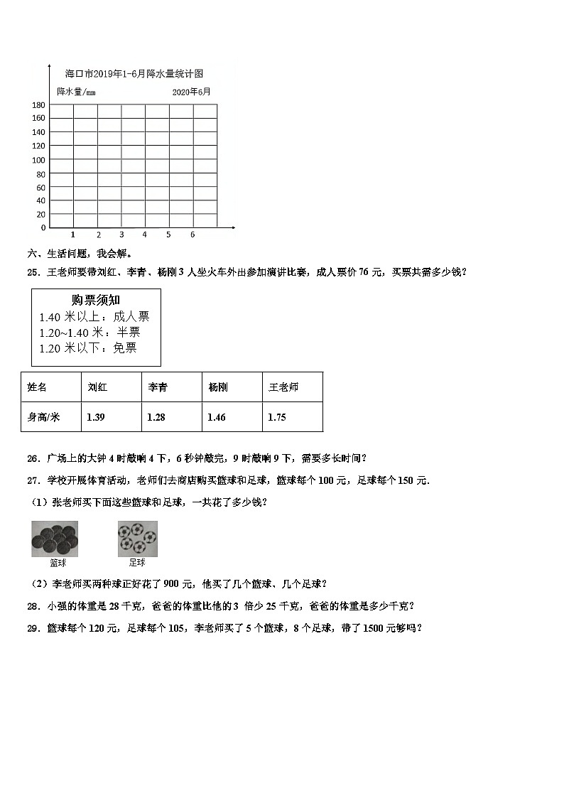 2023年四川省资阳市四年级数学第二学期期末学业水平测试模拟试题含解析第3页