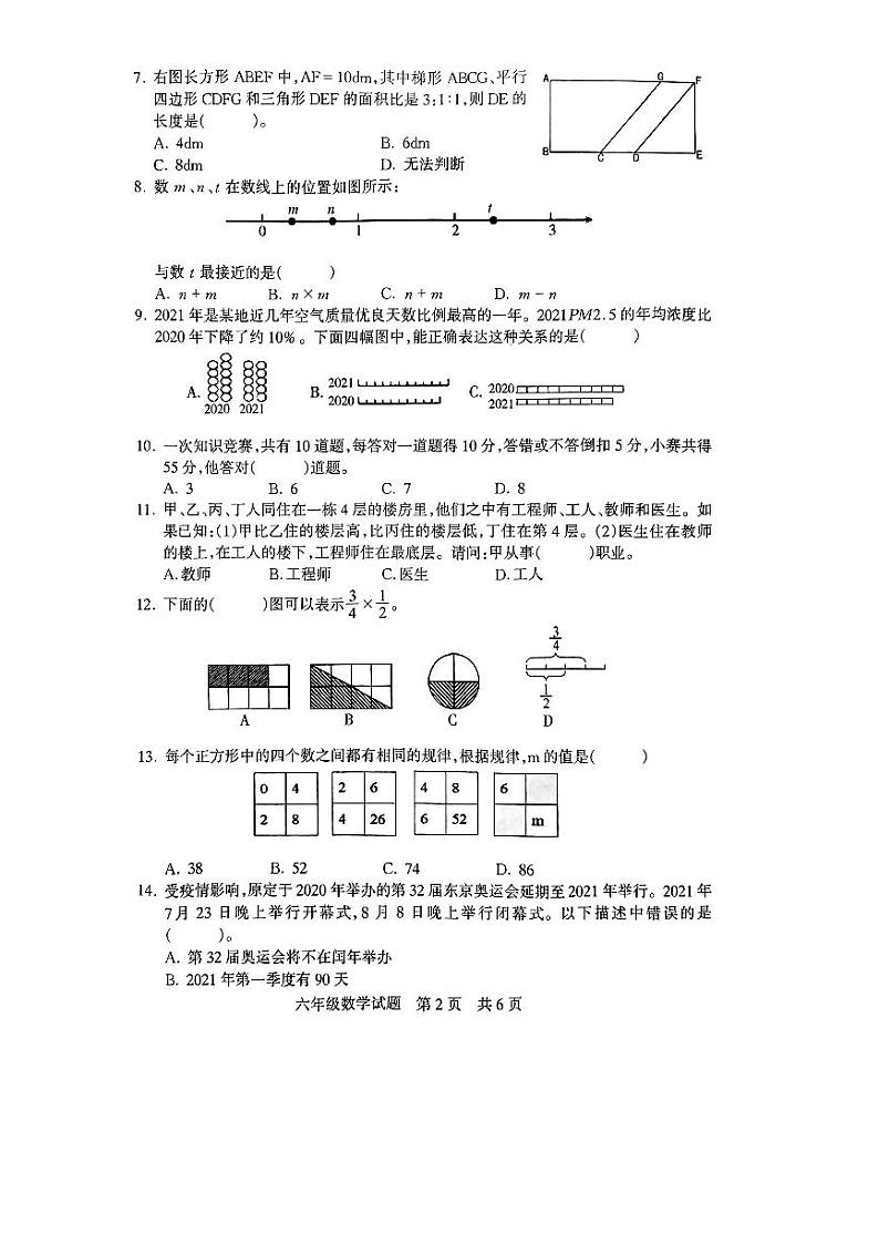 河南省驻马店市确山县2022-2023学年六年级下学期期末数学试题02