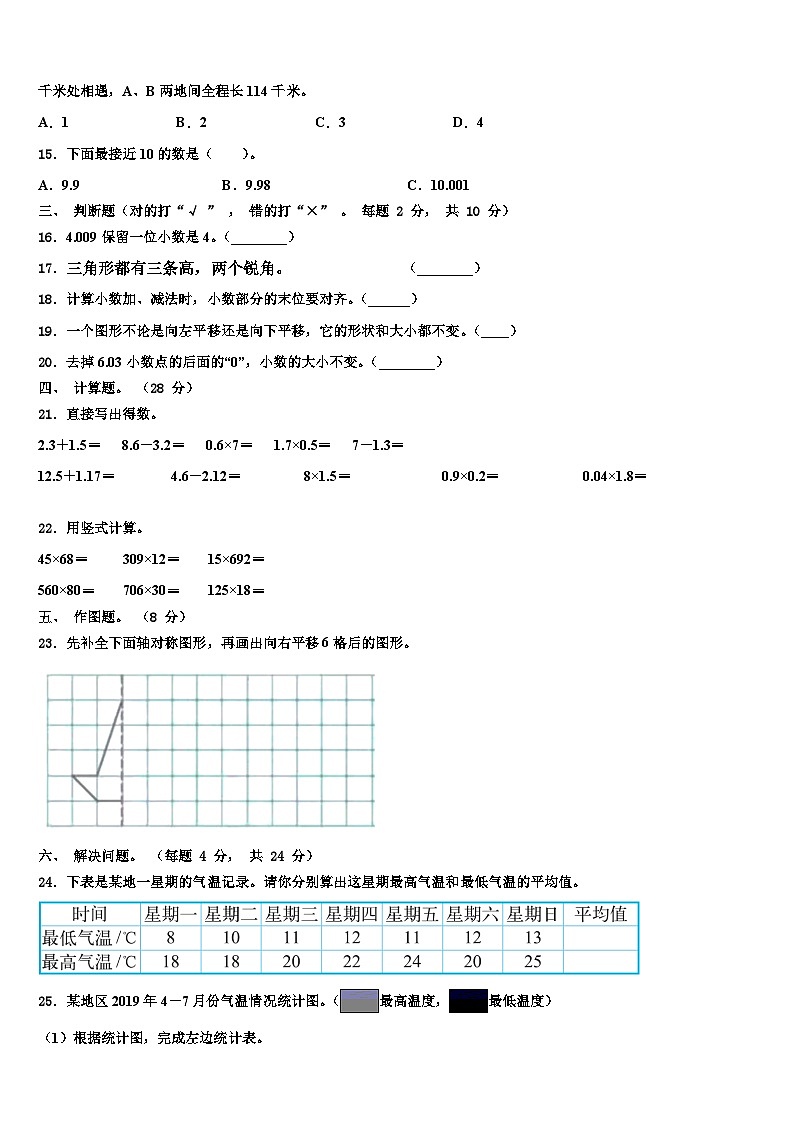 2023年山西省忻州市忻府区某校数学四下期末预测试题含解析02
