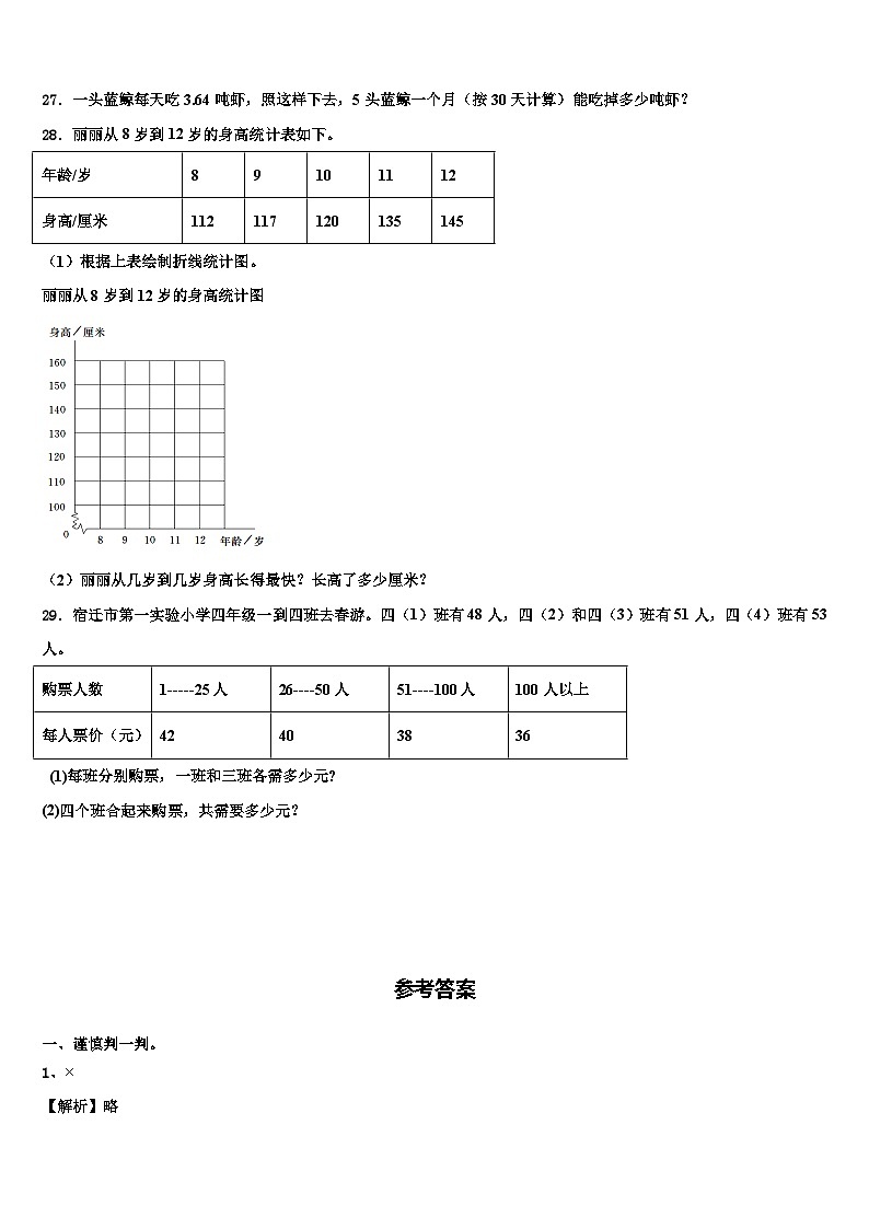 2023年广西壮族桂林市灌阳县四年级数学第二学期期末综合测试模拟试题含解析03