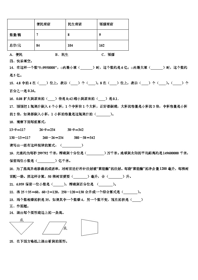 2023年拉萨市达孜县数学四下期末经典试题含解析02