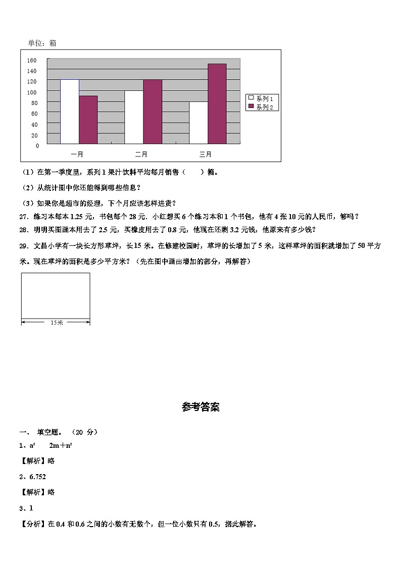 2023年拉萨市尼木县四年级数学第二学期期末学业质量监测试题含解析第3页