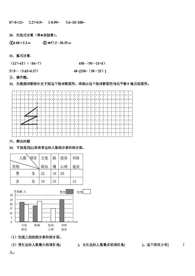 2023年河北省秦皇岛抚宁区数学四下期末达标检测试题含解析03