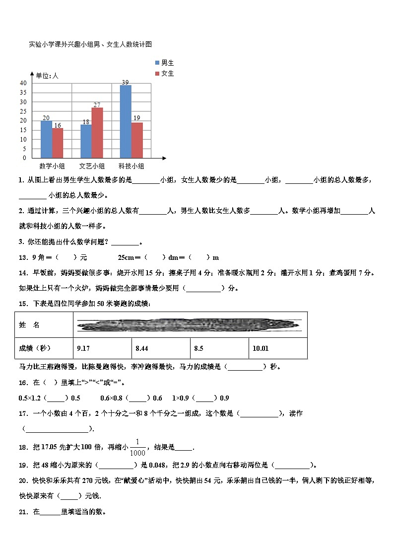 2023年海东地区四年级数学第二学期期末调研模拟试题含解析第2页