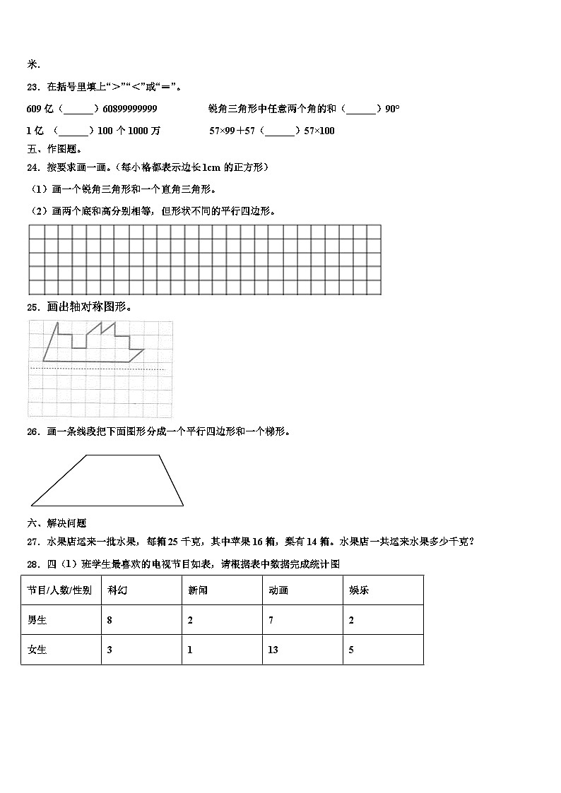 2023年湖北省天门市数学四年级第二学期期末达标检测试题含解析第3页