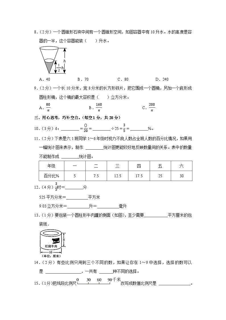 江苏省盐城市解放路集团2022-2023学年六年级下学期期中数学试卷第2页