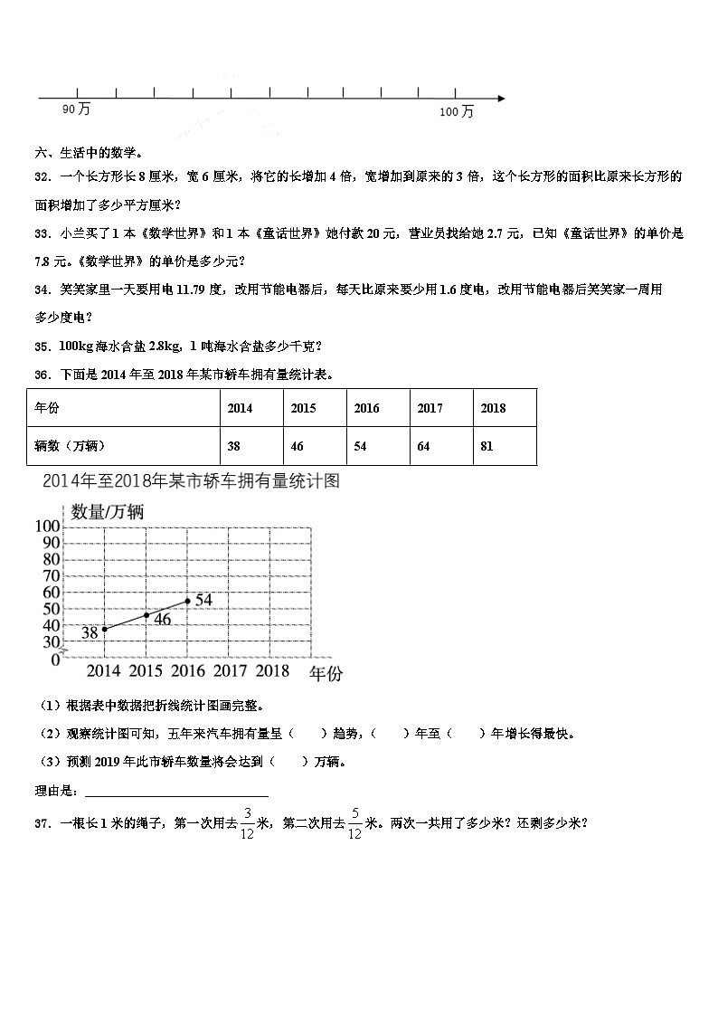 2023年班戈县数学四年级第二学期期末质量检测模拟试题含解析第3页