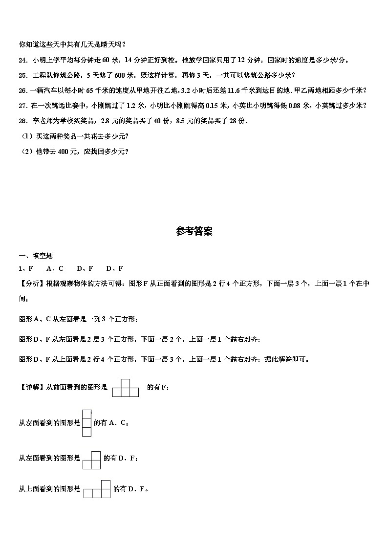 2023年玉林市陆川县数学四年级第二学期期末达标测试试题含解析03