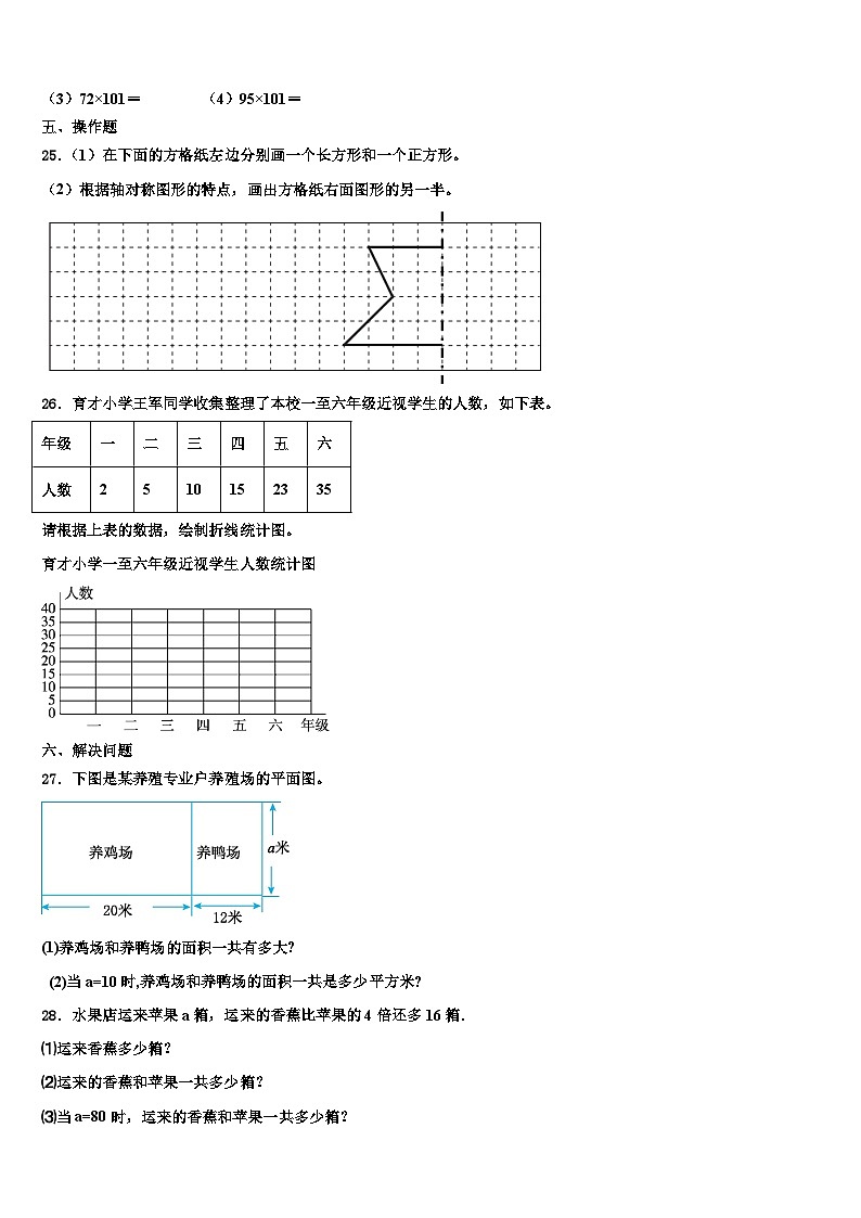 2023年潍坊市数学四年级第二学期期末联考模拟试题含解析03