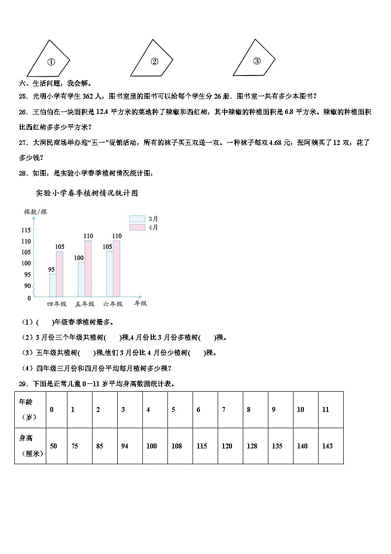 2023年福建省泉州市晋江市数学四下期末考试试题含解析03