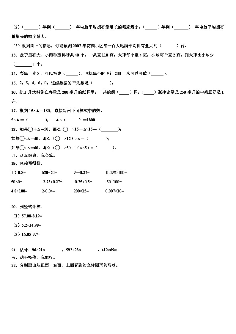 2023年西藏林芝地区林芝县数学四下期末学业水平测试模拟试题含解析02