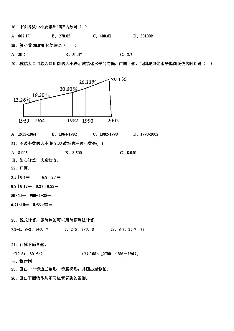 2023年邯郸市磁县数学四年级第二学期期末综合测试模拟试题含解析第2页