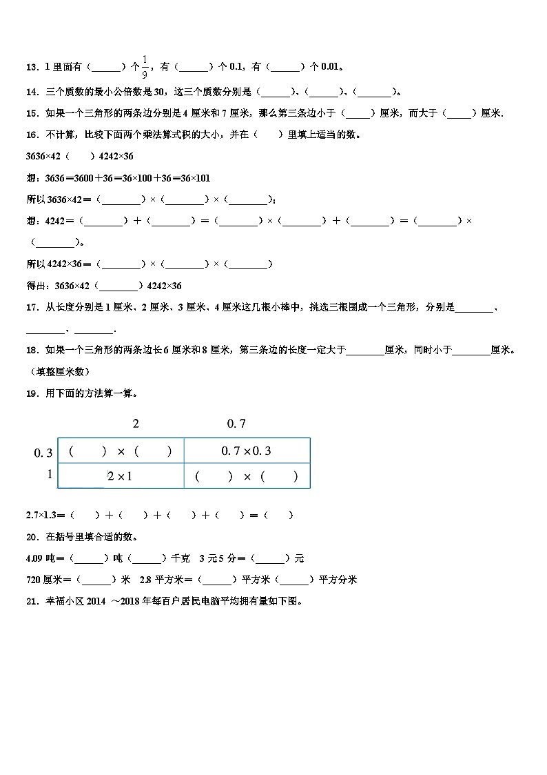 2023年那曲地区巴青县四年级数学第二学期期末质量跟踪监视试题含解析第2页
