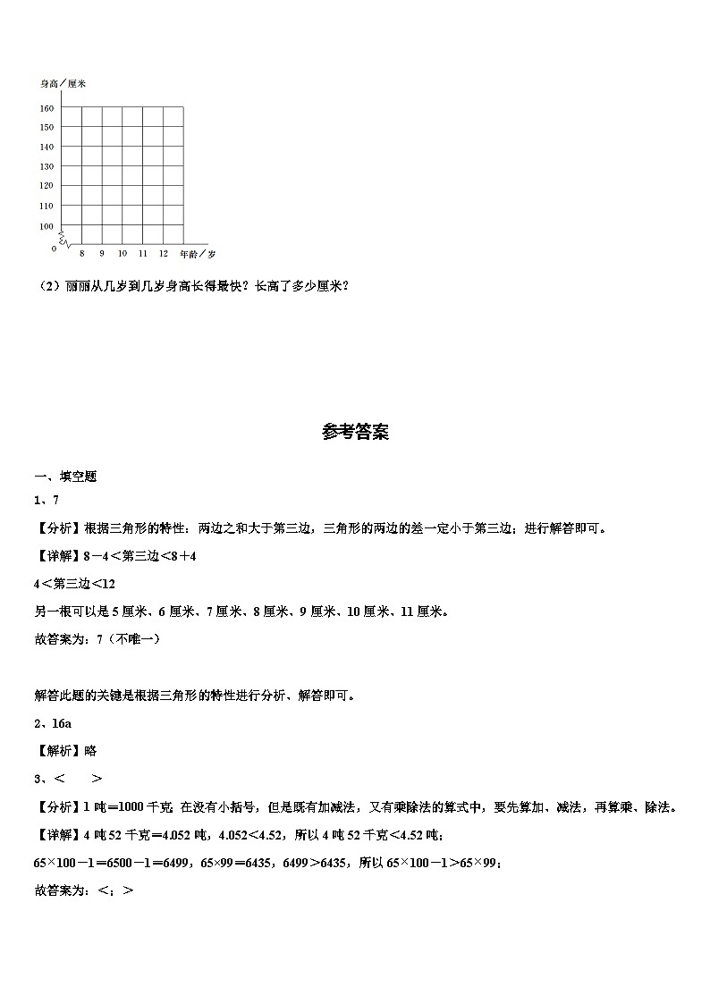 2023年运城市平陆县数学四年级第二学期期末学业质量监测模拟试题含解析第3页