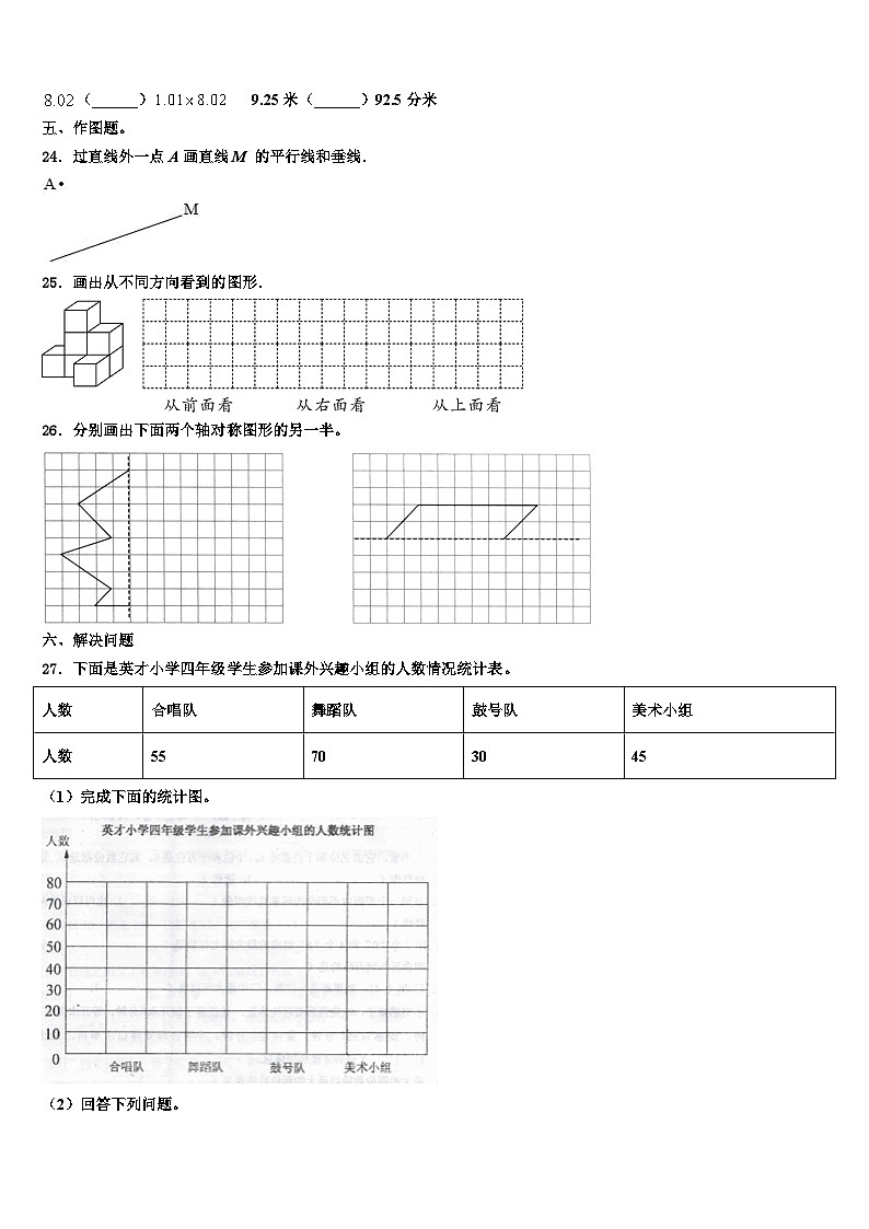 2023年黔西南布依族苗族自治州兴仁县四年级数学第二学期期末质量检测试题含解析第3页