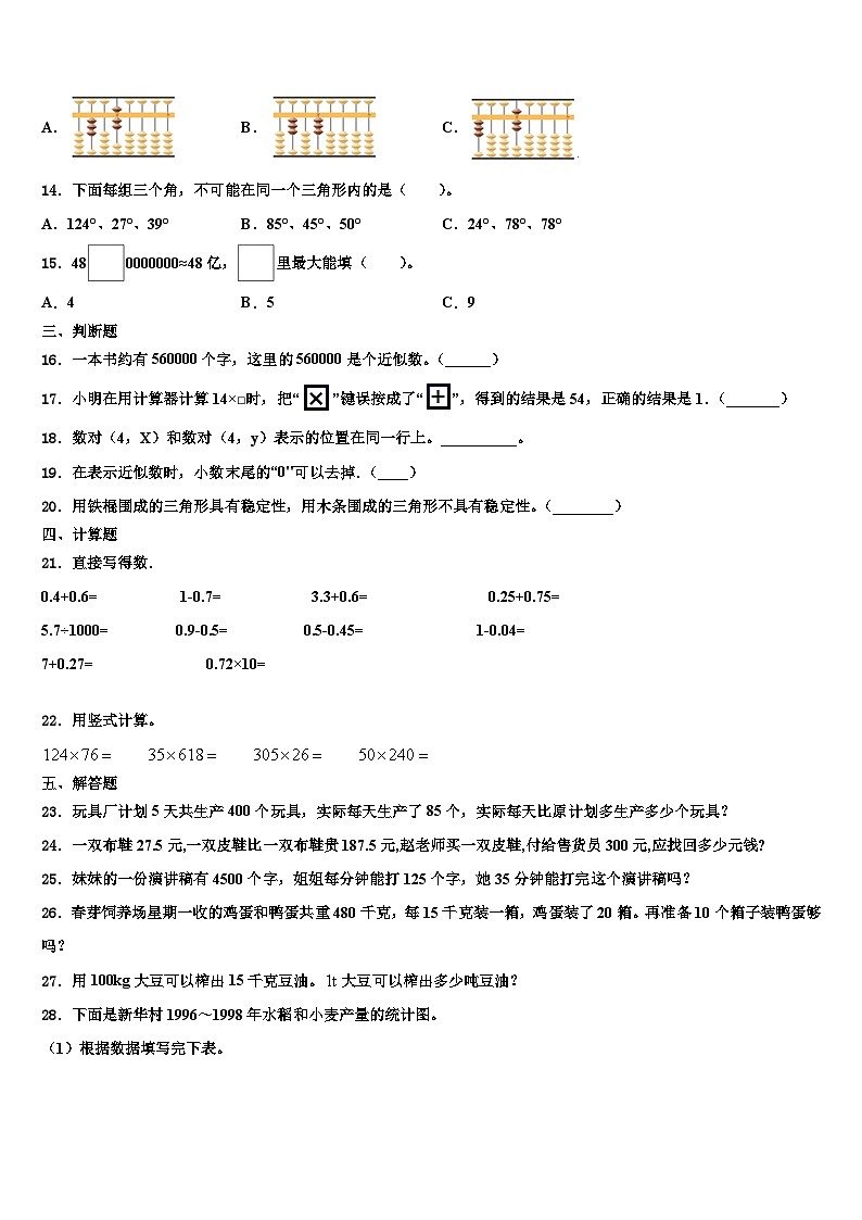 云南省临沧市镇康县2023年数学四年级第二学期期末统考试题含解析第2页