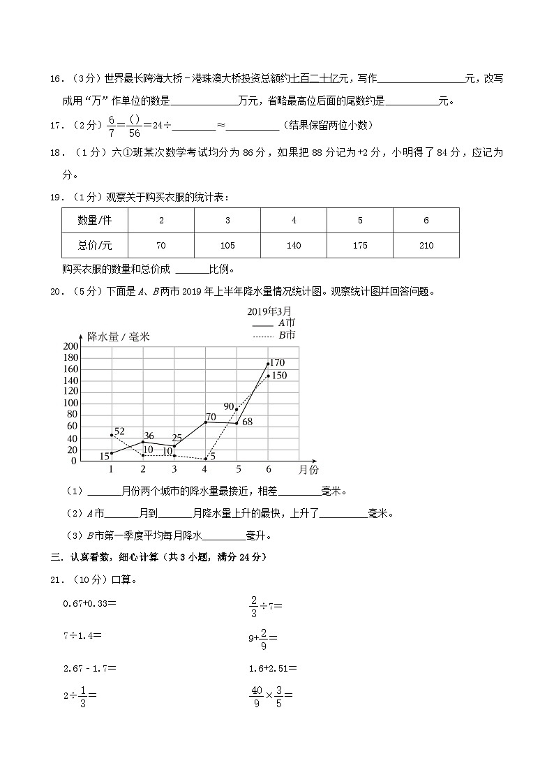 2023年小升初数学【押题卷】（吉林卷）（含答案）第3页