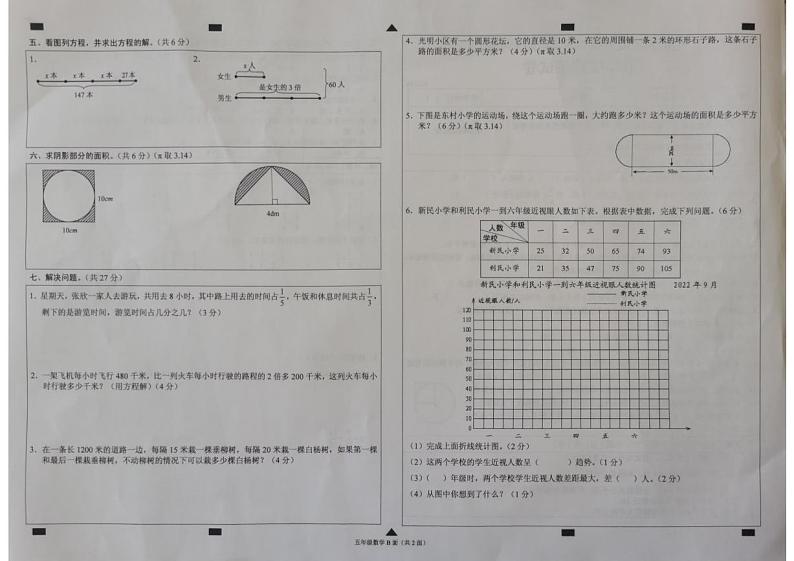 河南省新乡市长垣市2022-2023学年五年级下学期数学期末考试卷+第2页