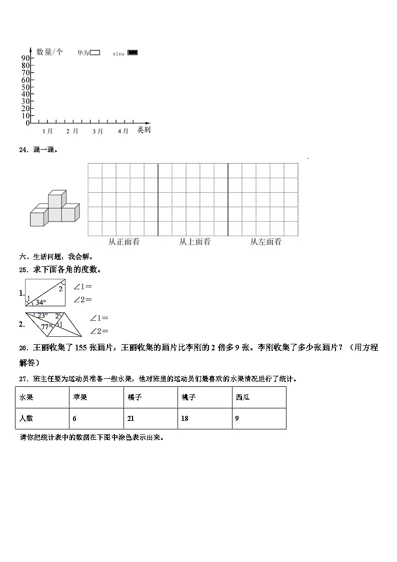 六安市金寨县2023年四年级数学第二学期期末监测模拟试题含解析03