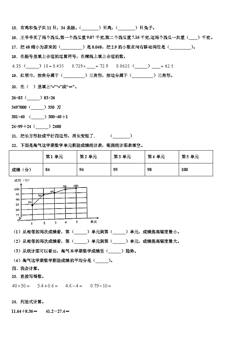 台山市2023年数学四年级第二学期期末质量跟踪监视试题含解析第2页