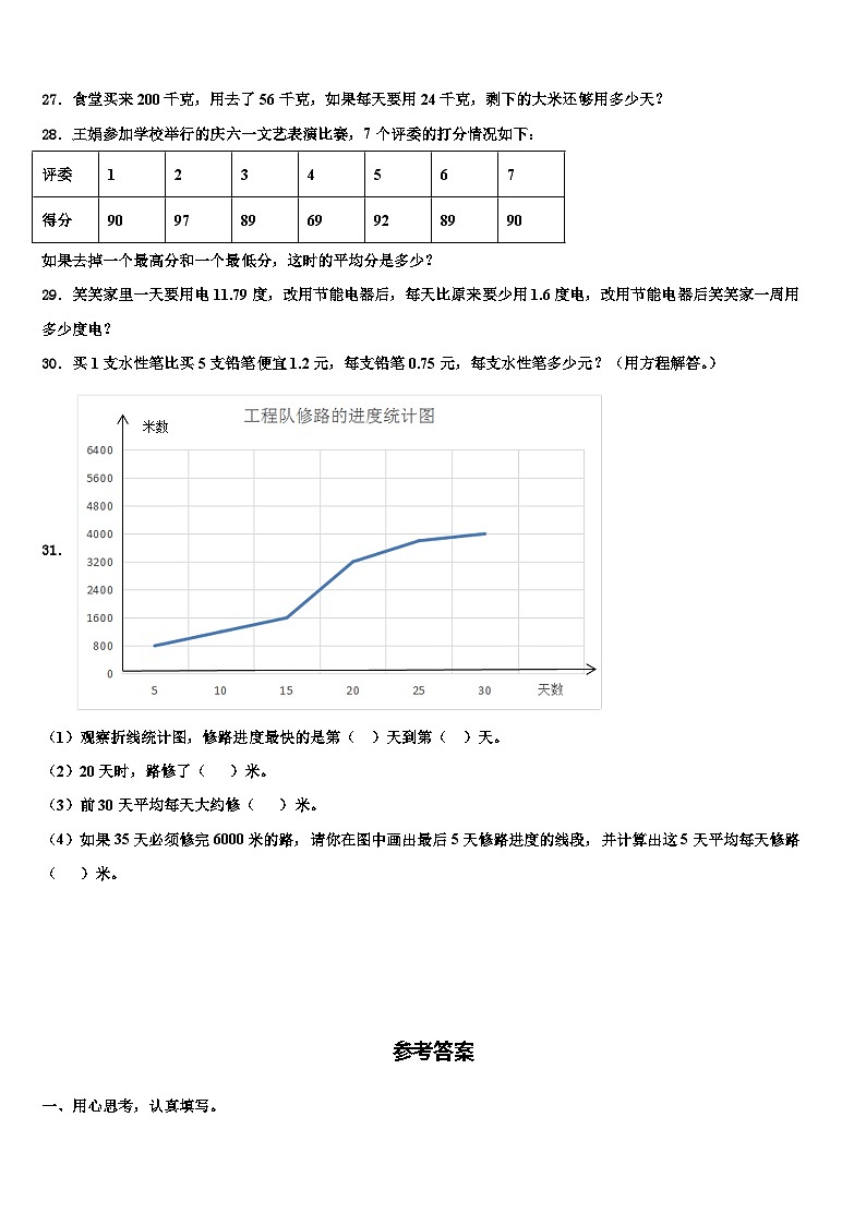 四川省自贡市荣县2023年四年级数学第二学期期末学业质量监测试题含解析03