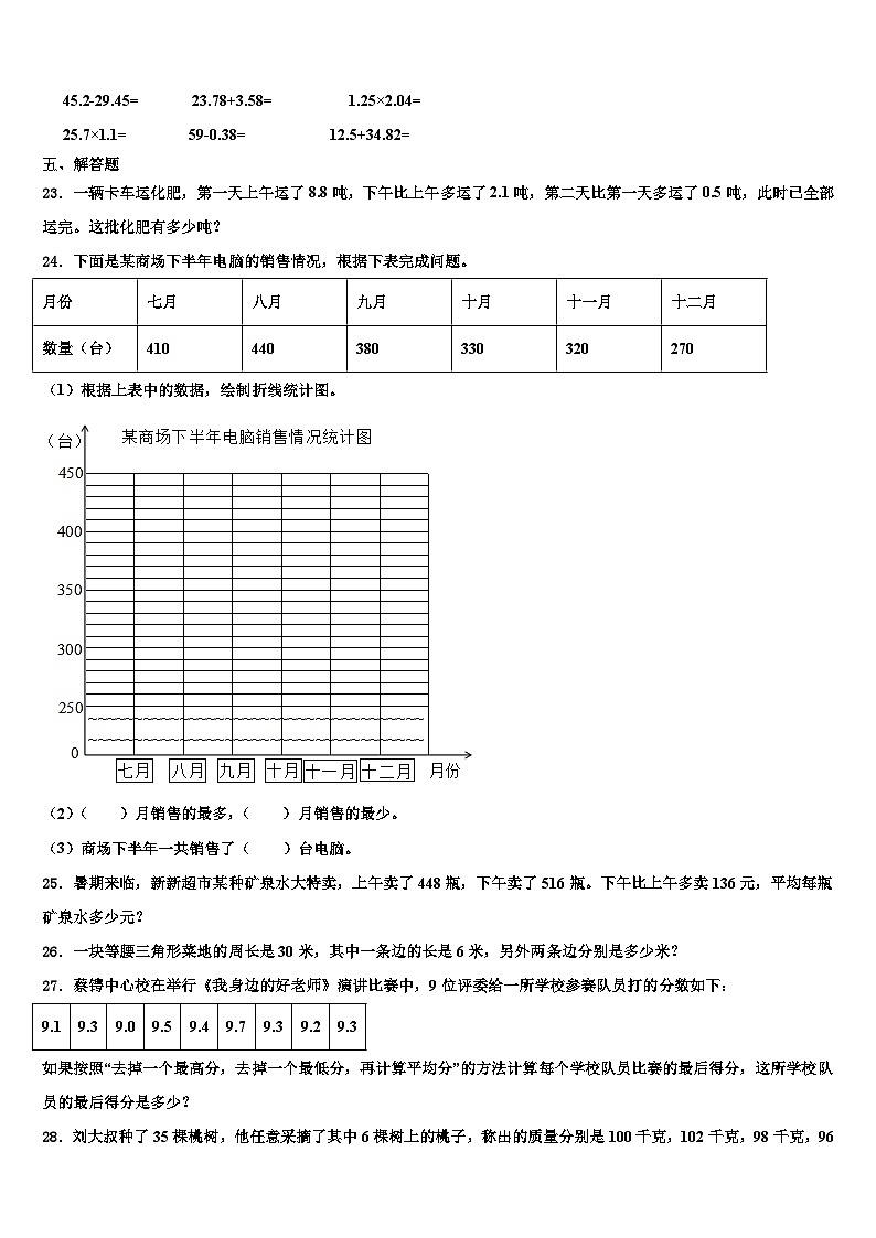 安康市石泉县2022-2023学年数学四下期末考试模拟试题含解析第3页