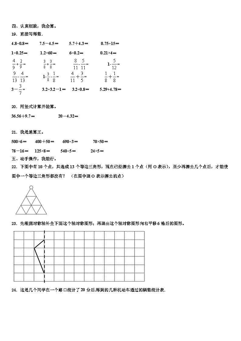 山东省临沂市兰陵县2022-2023学年数学四年级第二学期期末学业质量监测试题含解析02