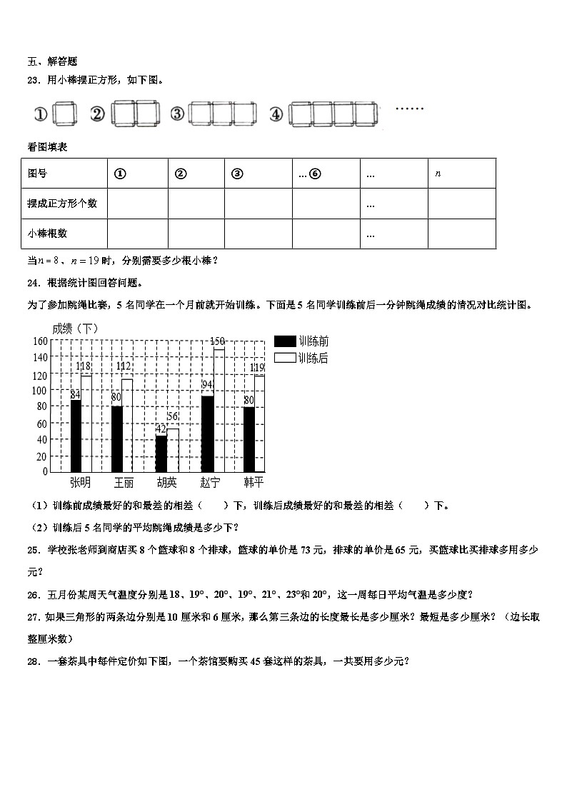 山西省大同市灵县2022-2023学年四年级数学第二学期期末调研模拟试题含解析03