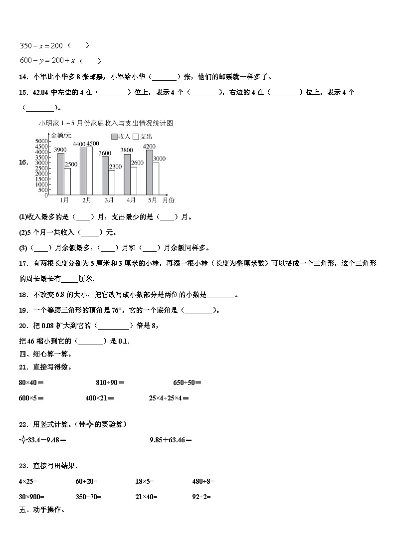 岢岚县2023年数学四年级第二学期期末经典模拟试题含解析第2页