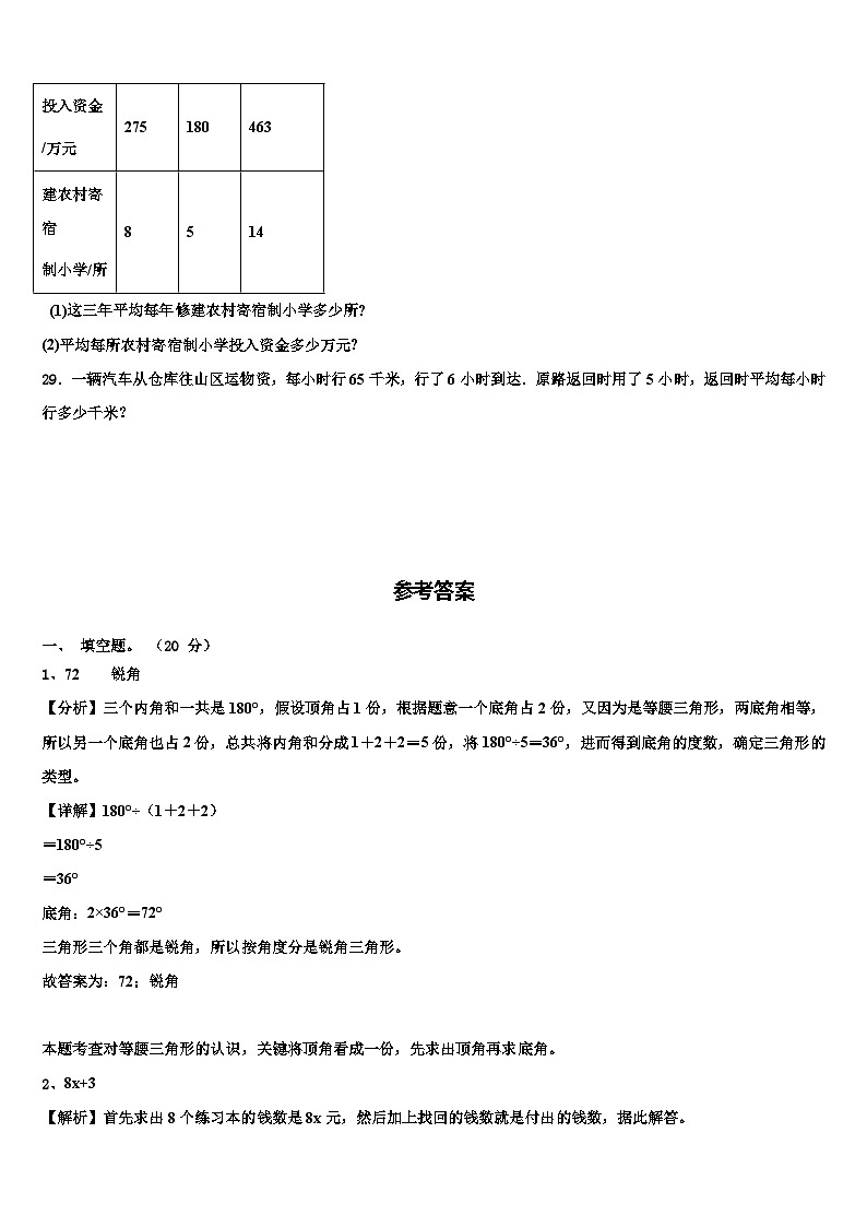 山西省运城市夏县2023年四年级数学第二学期期末调研试题含解析第3页