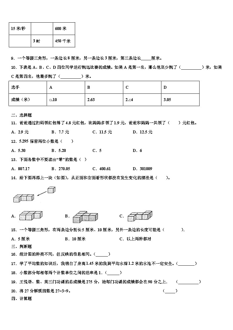 广东省汕尾市陆丰市2022-2023学年四年级数学第二学期期末质量检测试题含解析02