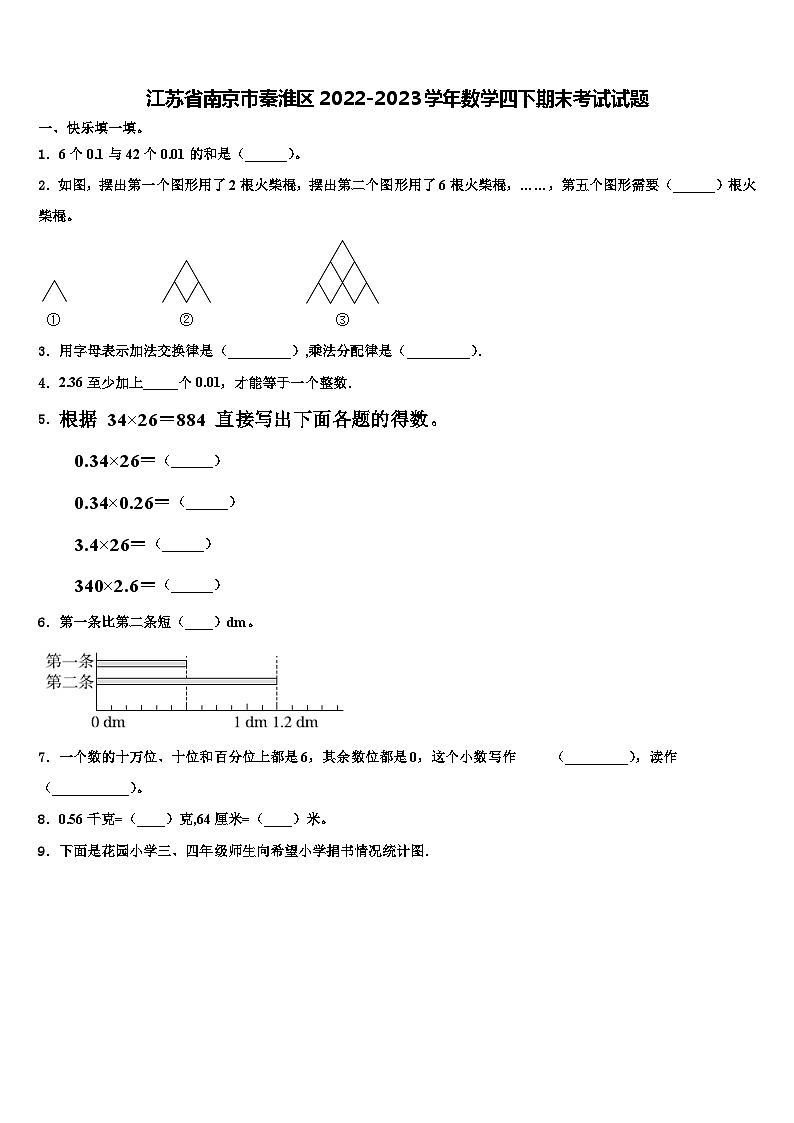 江苏省南京市秦淮区2022-2023学年数学四下期末考试试题含解析第1页