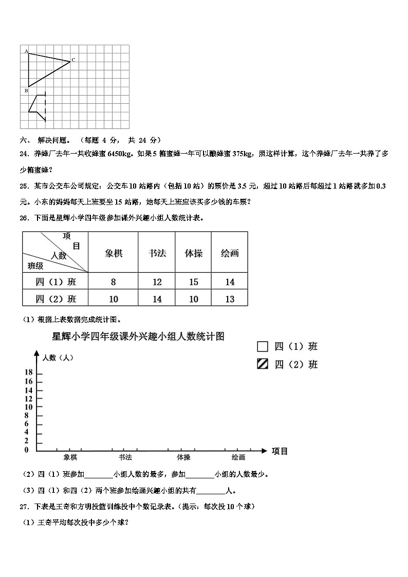 海南省昌江黎族自治县红林学校度2023年四年级数学第二学期期末监测模拟试题含解析第3页