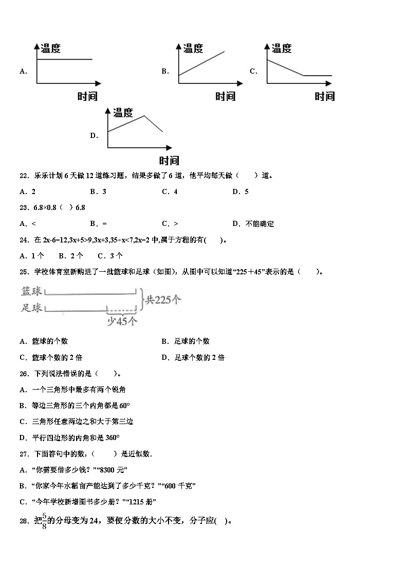 河南省洛阳市嵩县2023年数学四年级第二学期期末学业水平测试试题含解析第2页