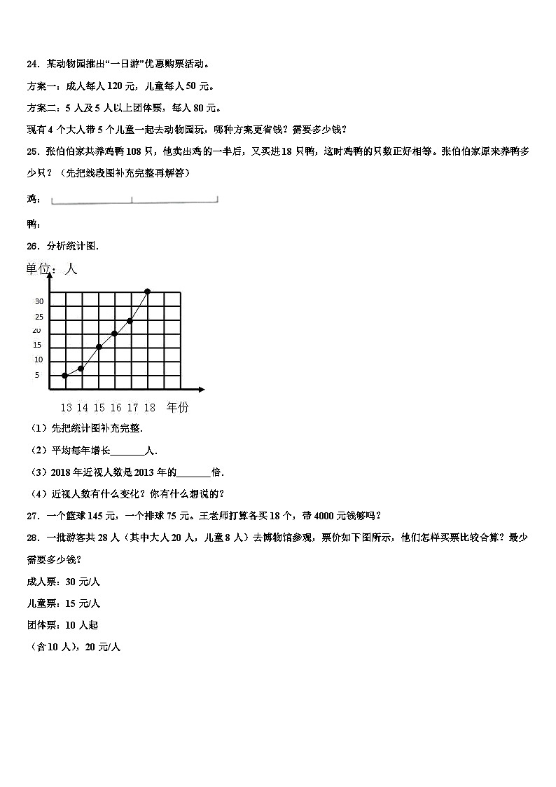 温州市瑞安市2022-2023学年四年级数学第二学期期末统考试题含解析03