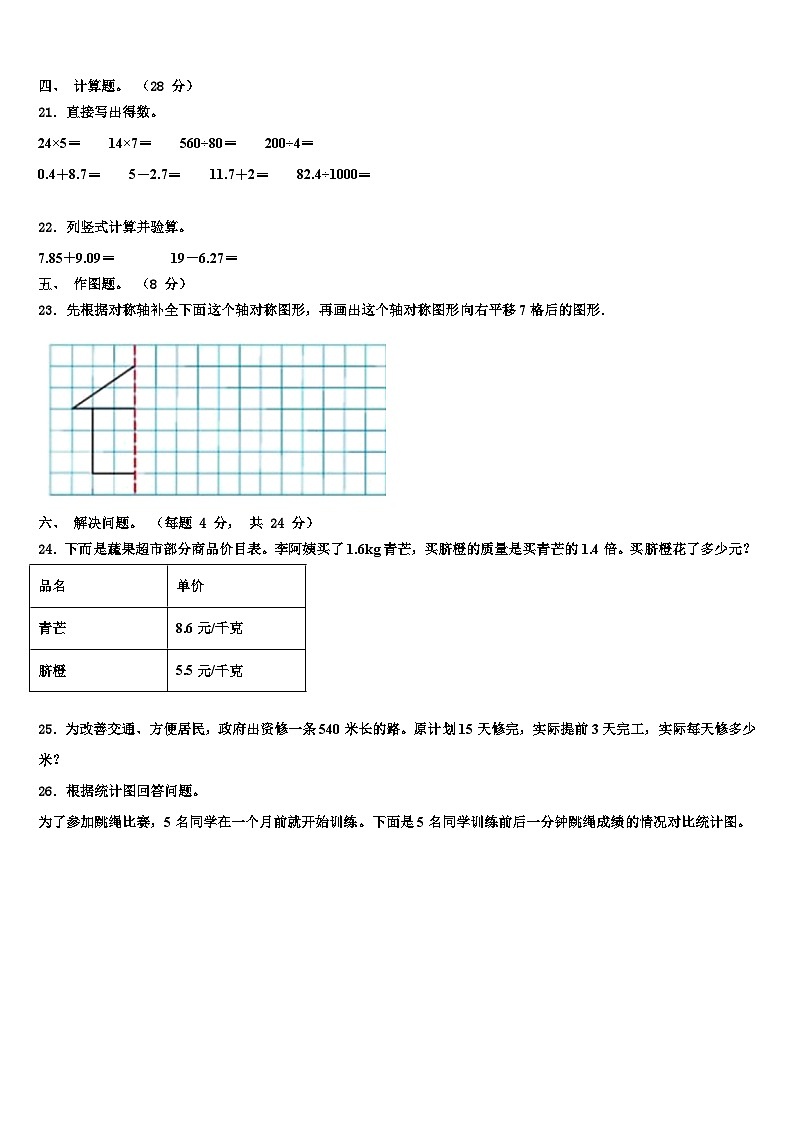 湖南省衡阳市渣江镇2023年四年级数学第二学期期末联考模拟试题含解析第2页
