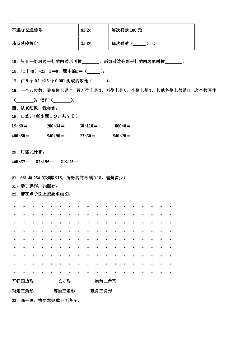 甘肃省临夏回族自治州东乡族自治县2022-2023学年数学四年级第二学期期末经典试题含解析第2页