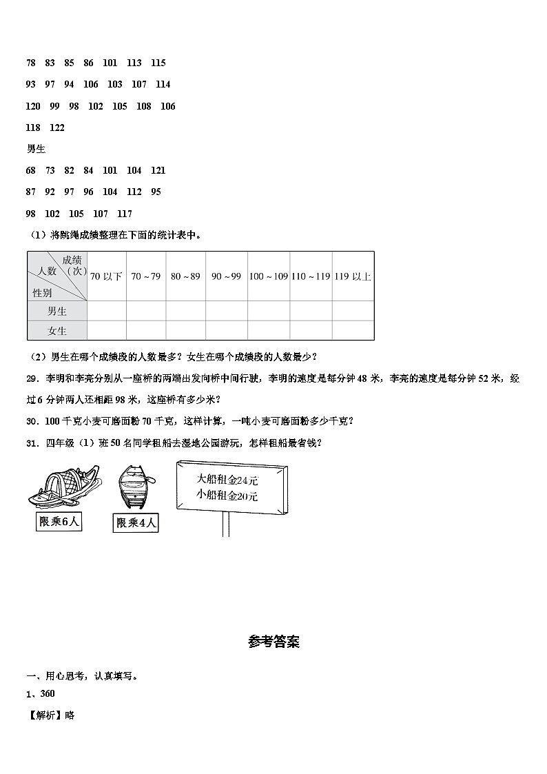潞城市2023年四年级数学第二学期期末复习检测试题含解析第3页