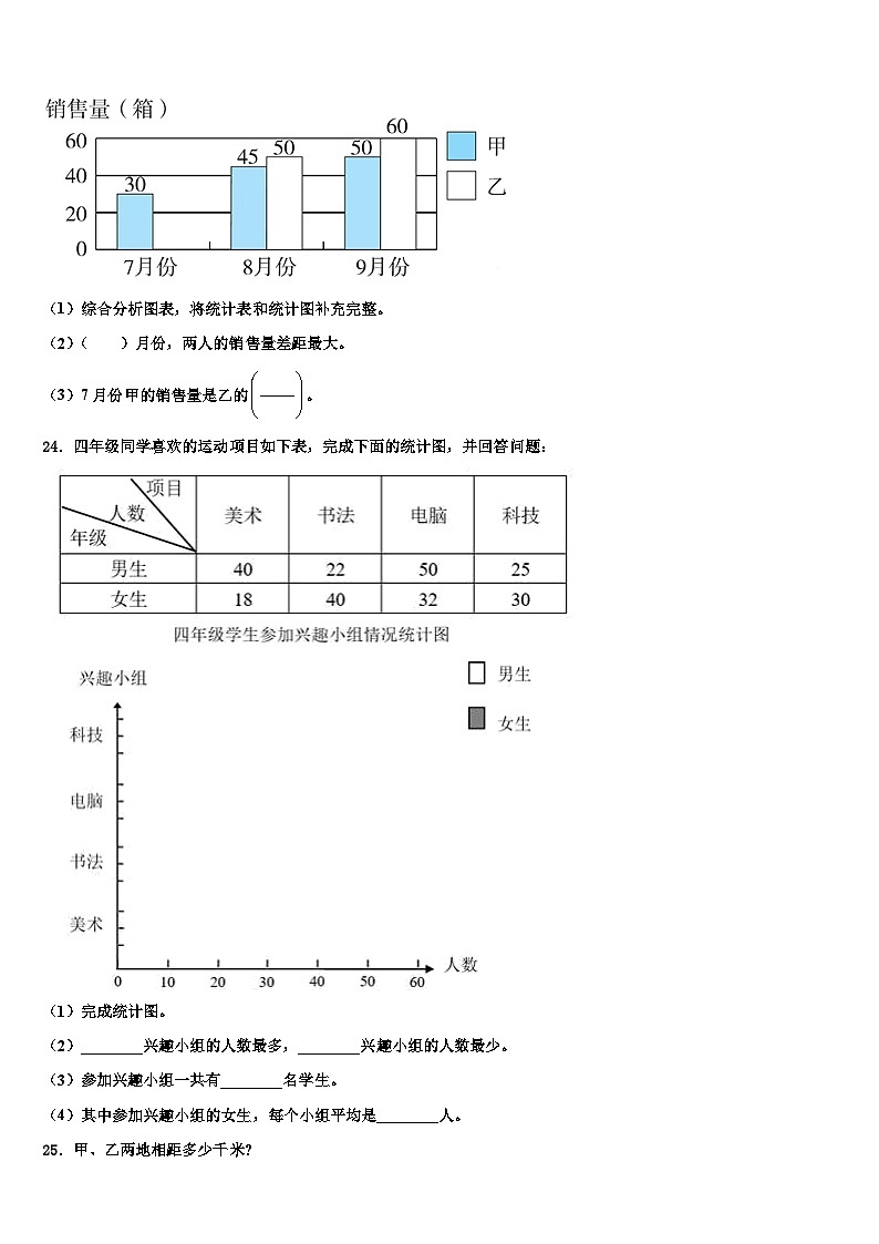 甘肃省甘南藏族自治州2022-2023学年数学四年级第二学期期末复习检测试题含解析第3页