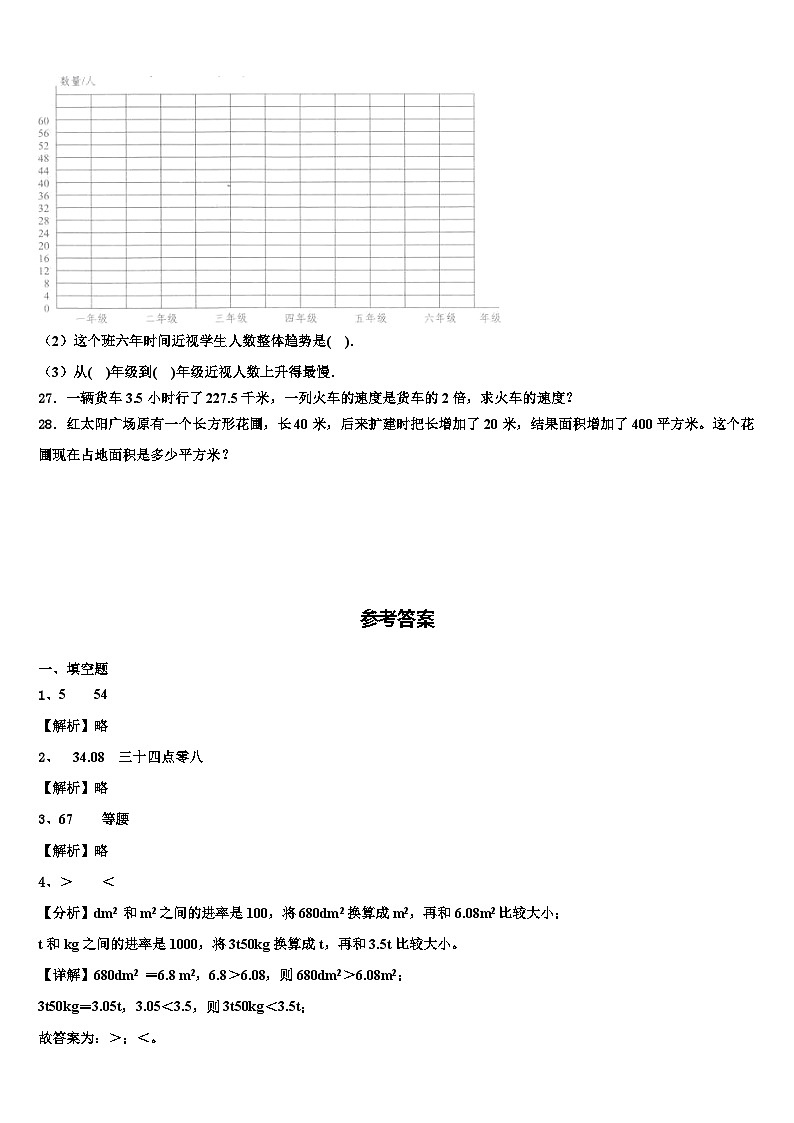 甘肃省徽县第三中学2022-2023学年数学四年级第二学期期末复习检测模拟试题含解析第3页