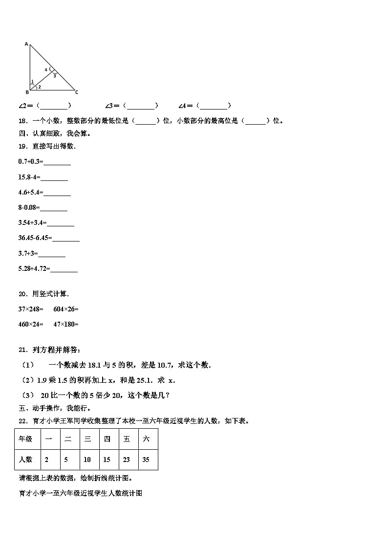 甘肃省武威市民勤县2023年数学四年级第二学期期末综合测试试题含解析02