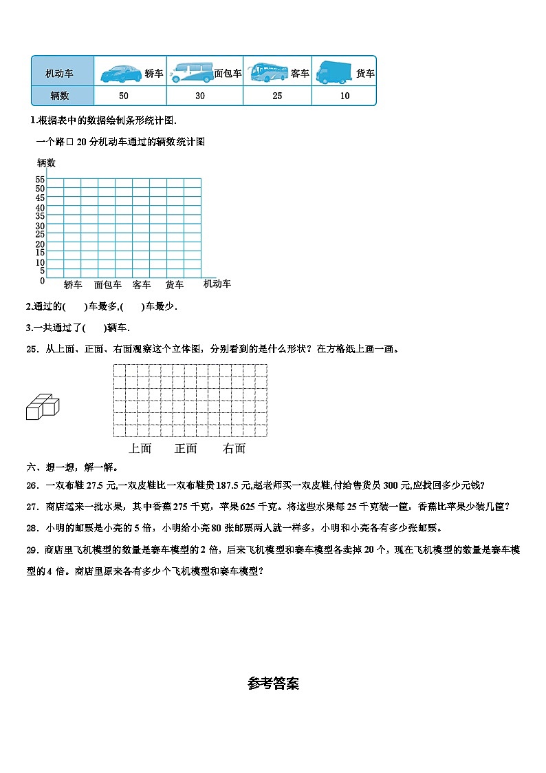 福州市晋安区2023年数学四年级第二学期期末调研模拟试题含解析第3页
