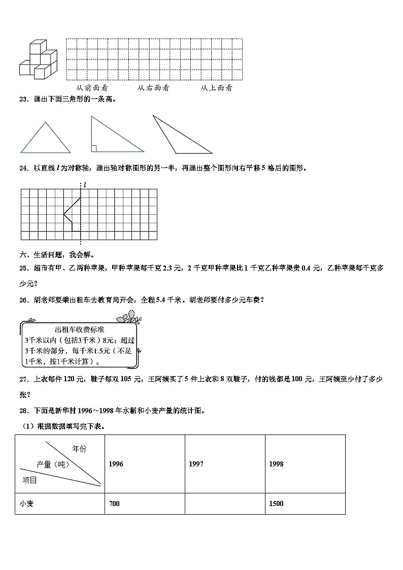 禄劝彝族苗族自治县2023年四年级数学第二学期期末达标检测模拟试题含解析第3页