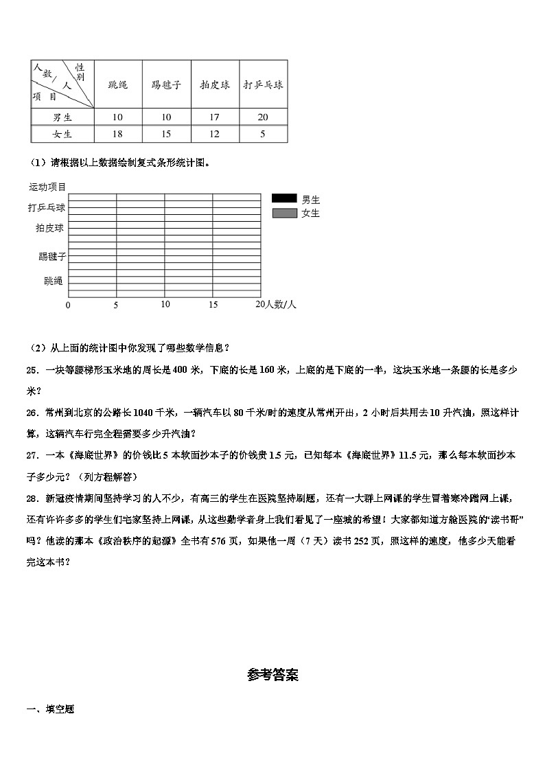 盐城市第一小学教育集团2023年数学四年级第二学期期末达标检测模拟试题含解析第3页