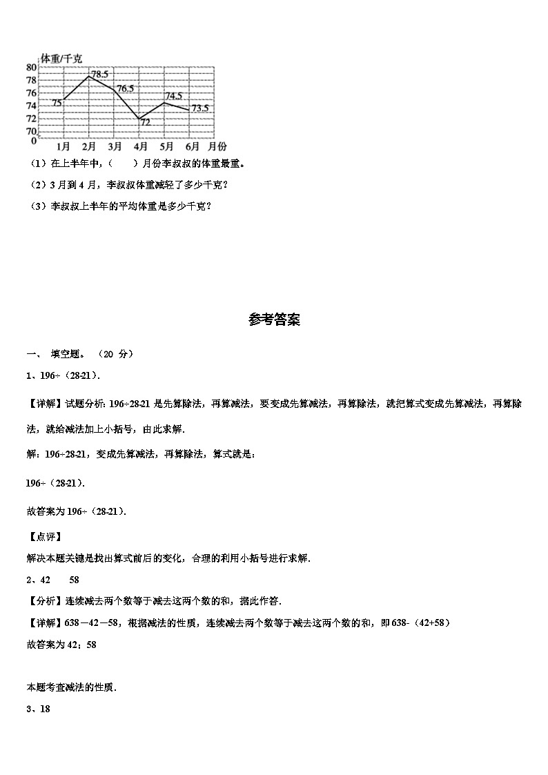苏州市金阊区2022-2023学年四年级数学第二学期期末经典模拟试题含解析03